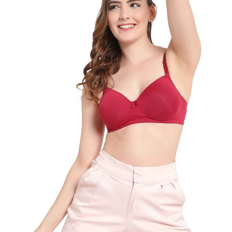 Women Full Coverage Convertible Straps Non-Wired Padded T-Shirt Bra