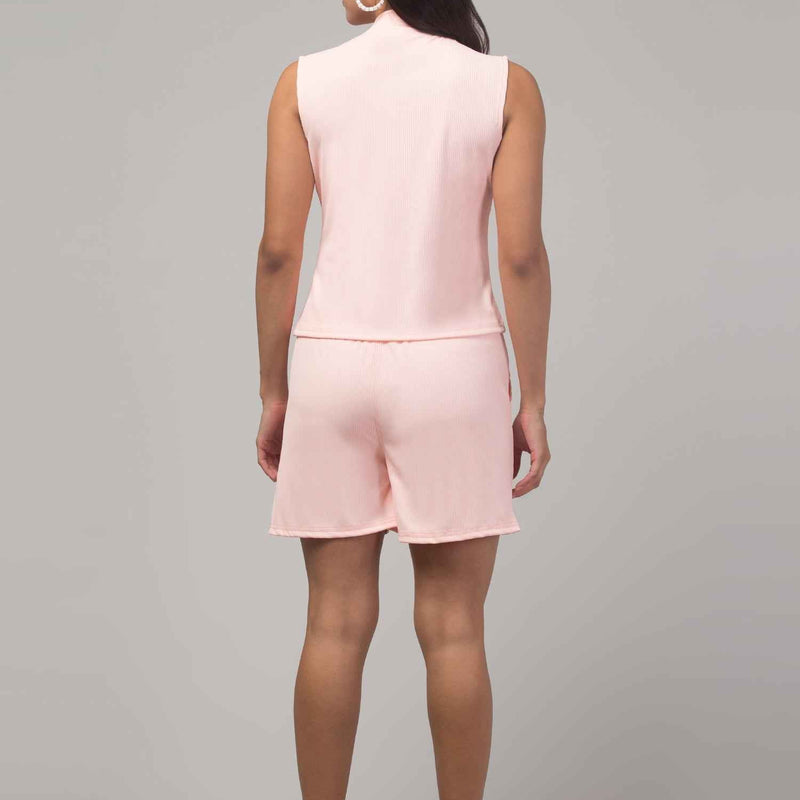 Brachy Women Peach Lounge Co-ord Shirt With Shorts Set