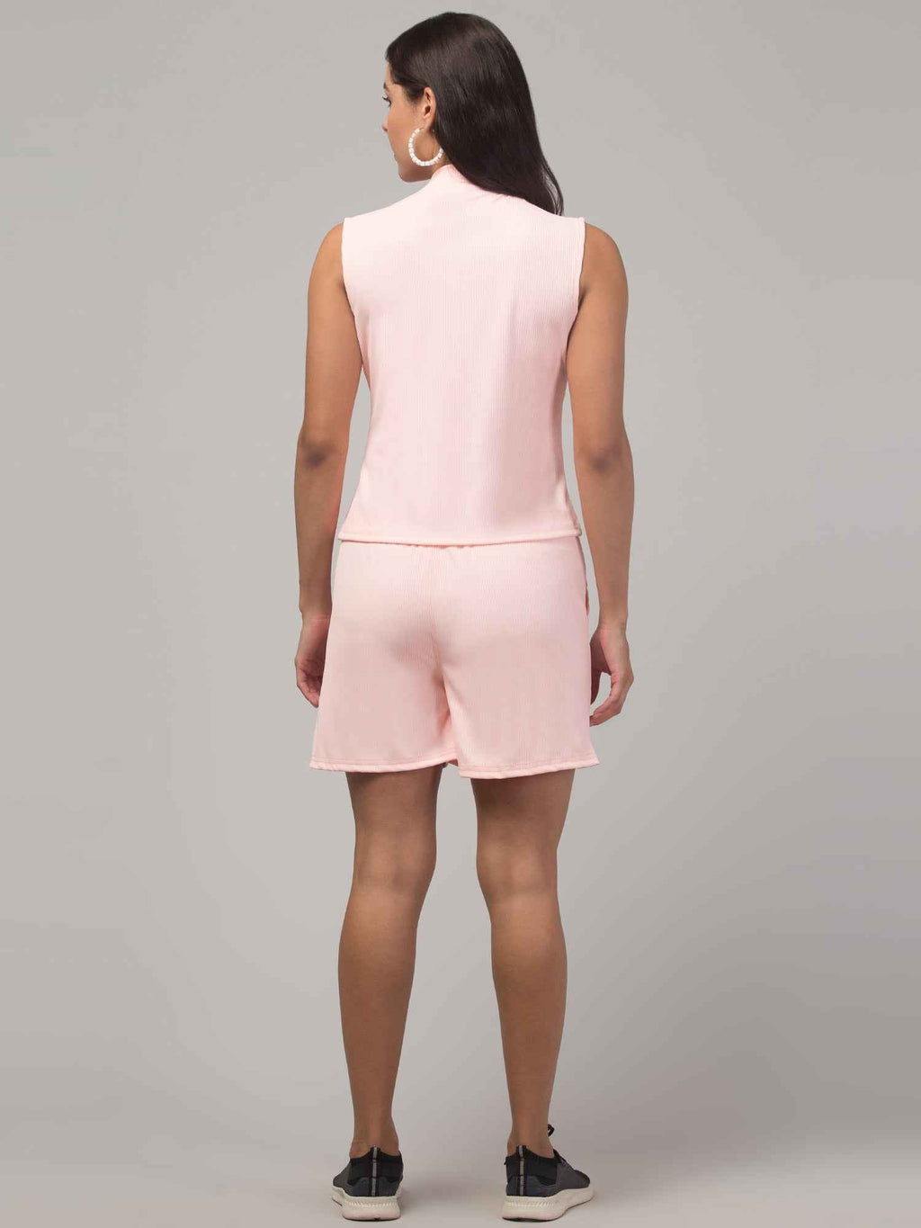 Brachy Women Peach Lounge Co-ord Shirt With Shorts Set