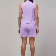 Brachy Women Lavender Lounge Co-ord Shirt With Shorts Set
