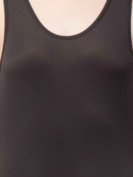 Sleeveless Black Colour Swim Legsuit With Full Coverage