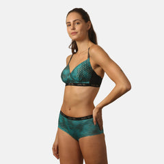 SOIE Woman - Padded Non Wired Full Coverage Detachable Back Straps Printed Bra with High Rise Full Coverage Printed Boyshorts - -for Women