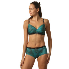 SOIE Woman - Padded Non Wired Full Coverage Detachable Back Straps Printed Bra with High Rise Full Coverage Printed Boyshorts - -for Women