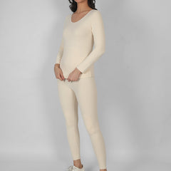 Women's Fur Fleece Inside Round neck with Full Sleeves Thermal Set Size XS to L