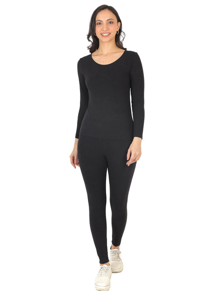 Women's Fur Fleece Inside Round neck with Full Sleeves Thermal Set Size XS to L