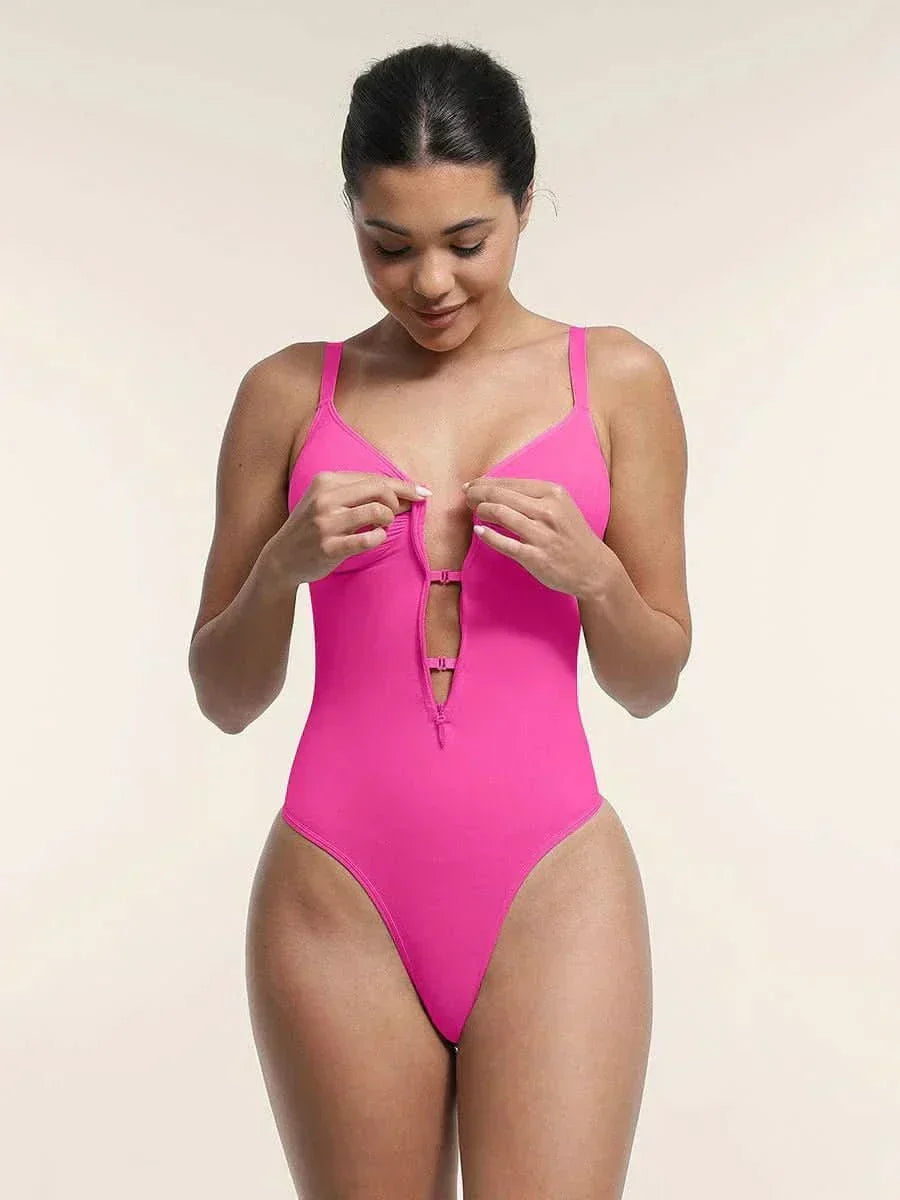 Front Zip Thong Bodysuit