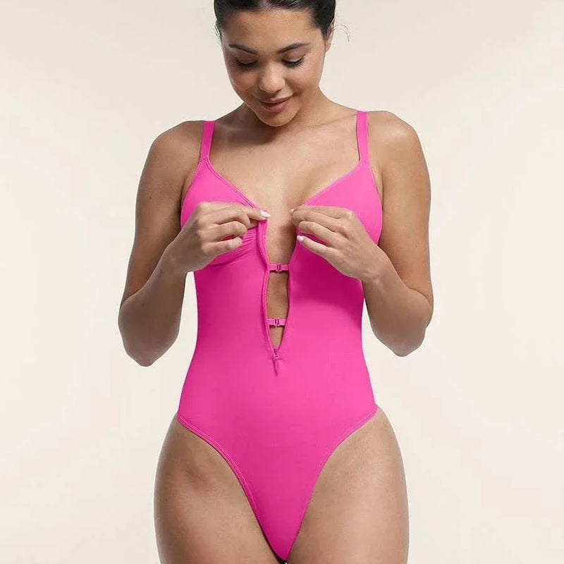 Front Zip Thong Bodysuit