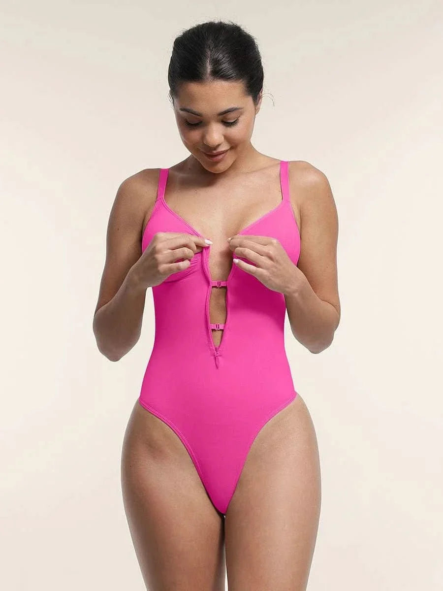 Front Zip Thong Bodysuit