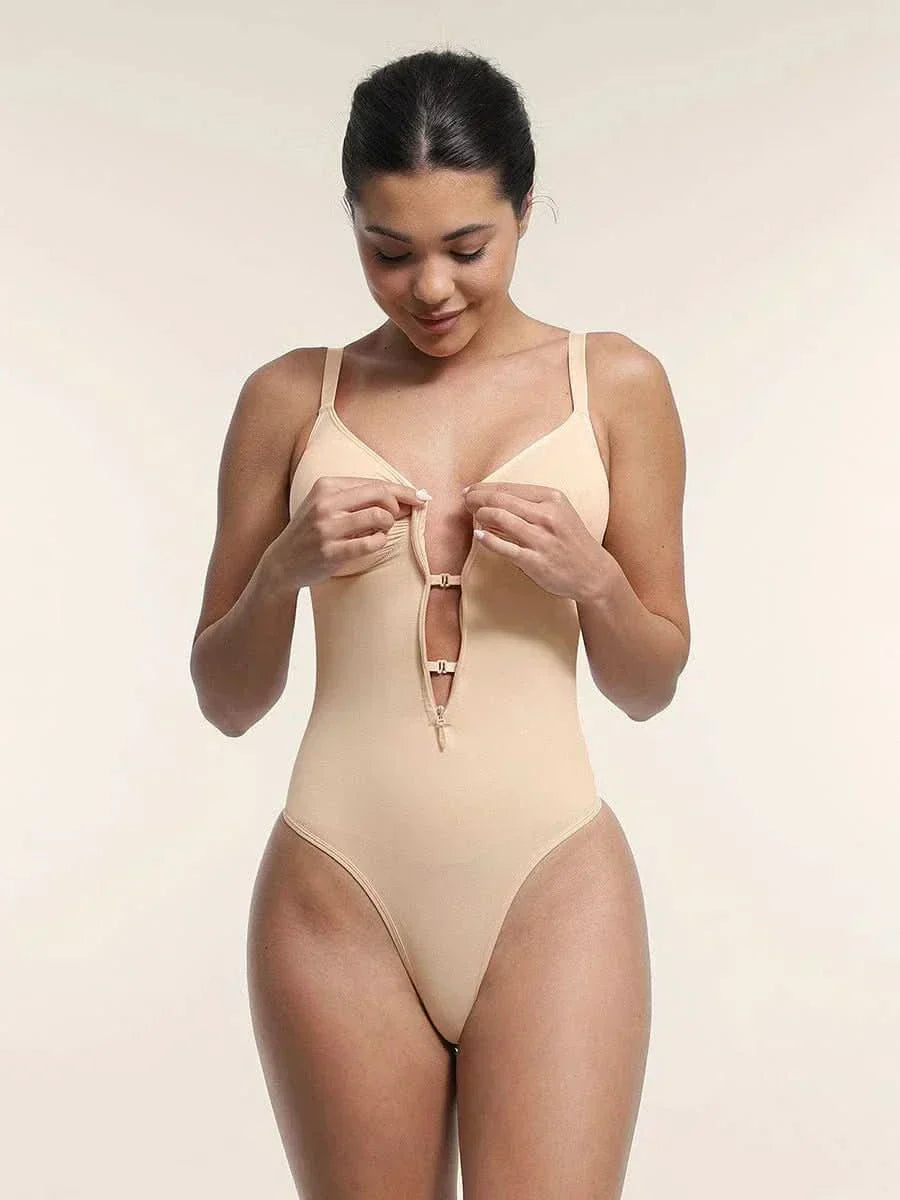 Front Zip Thong Bodysuit