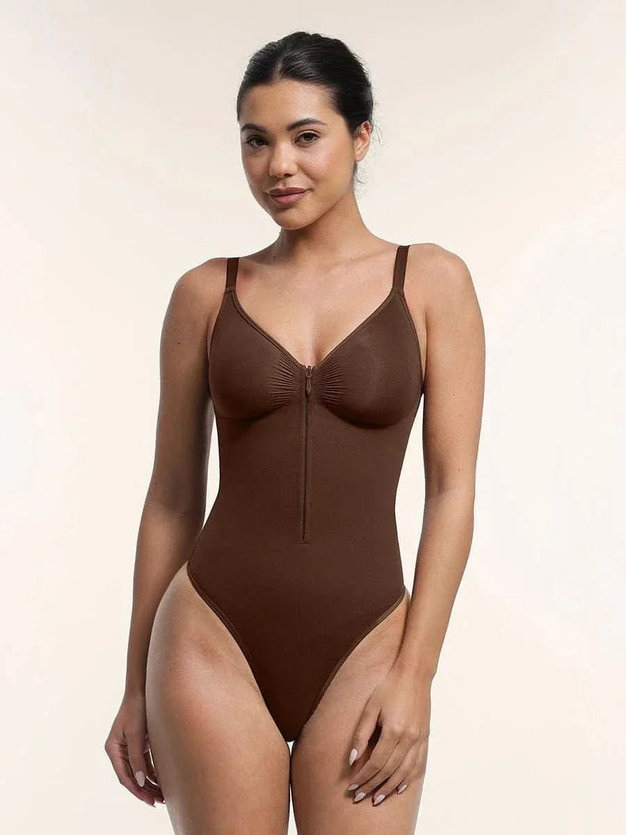 Front Zip Thong Bodysuit