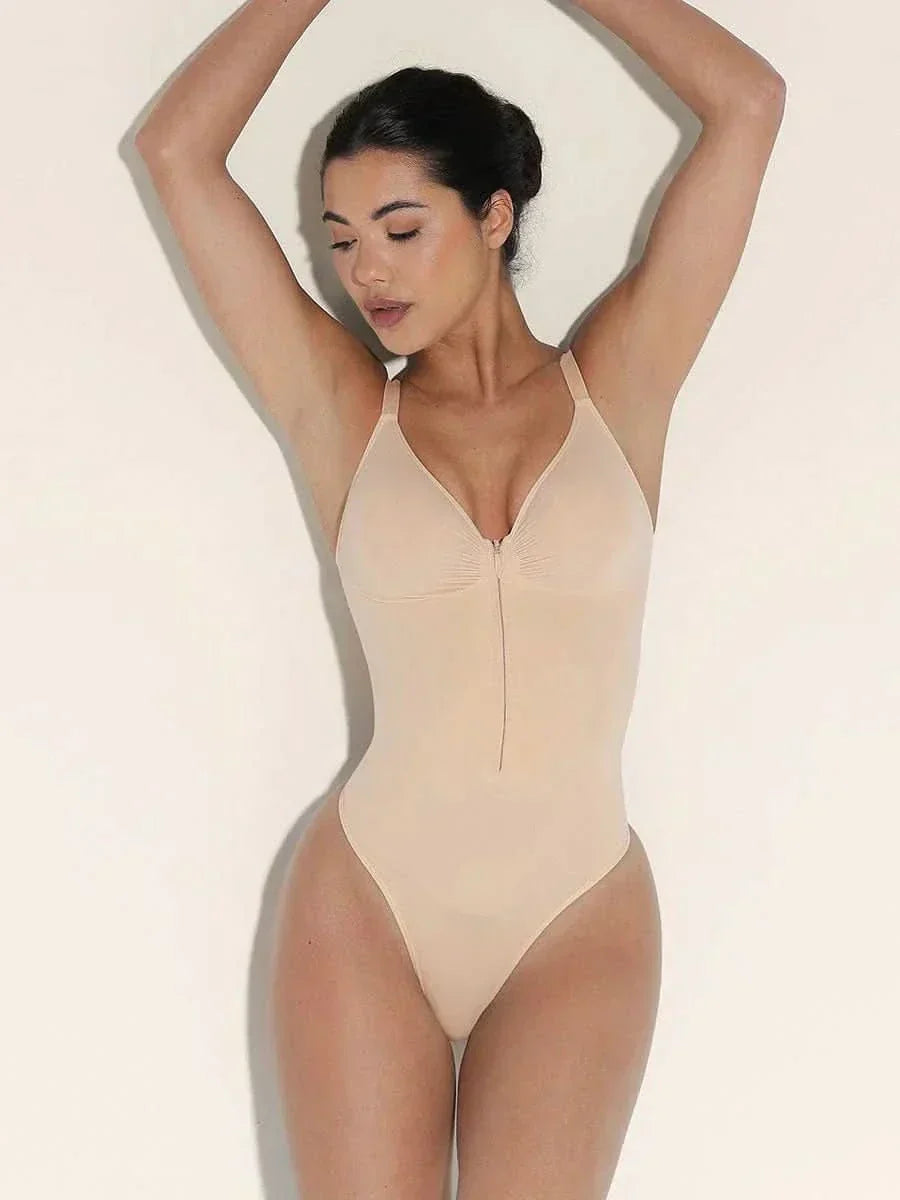 Front Zip Thong Bodysuit
