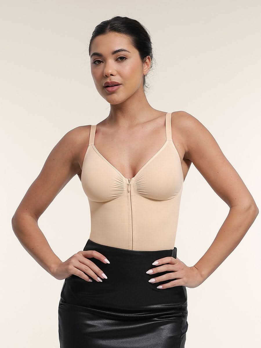 Front Zip Thong Bodysuit