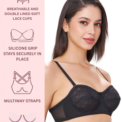 CITRA | Breathable Lace Strapless Bra – Wired, Multiway Straps