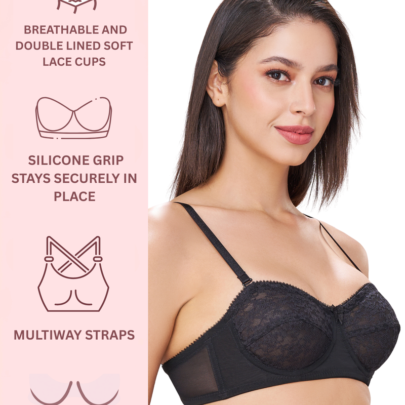 CITRA | Breathable Lace Strapless Bra – Wired, Multiway Straps