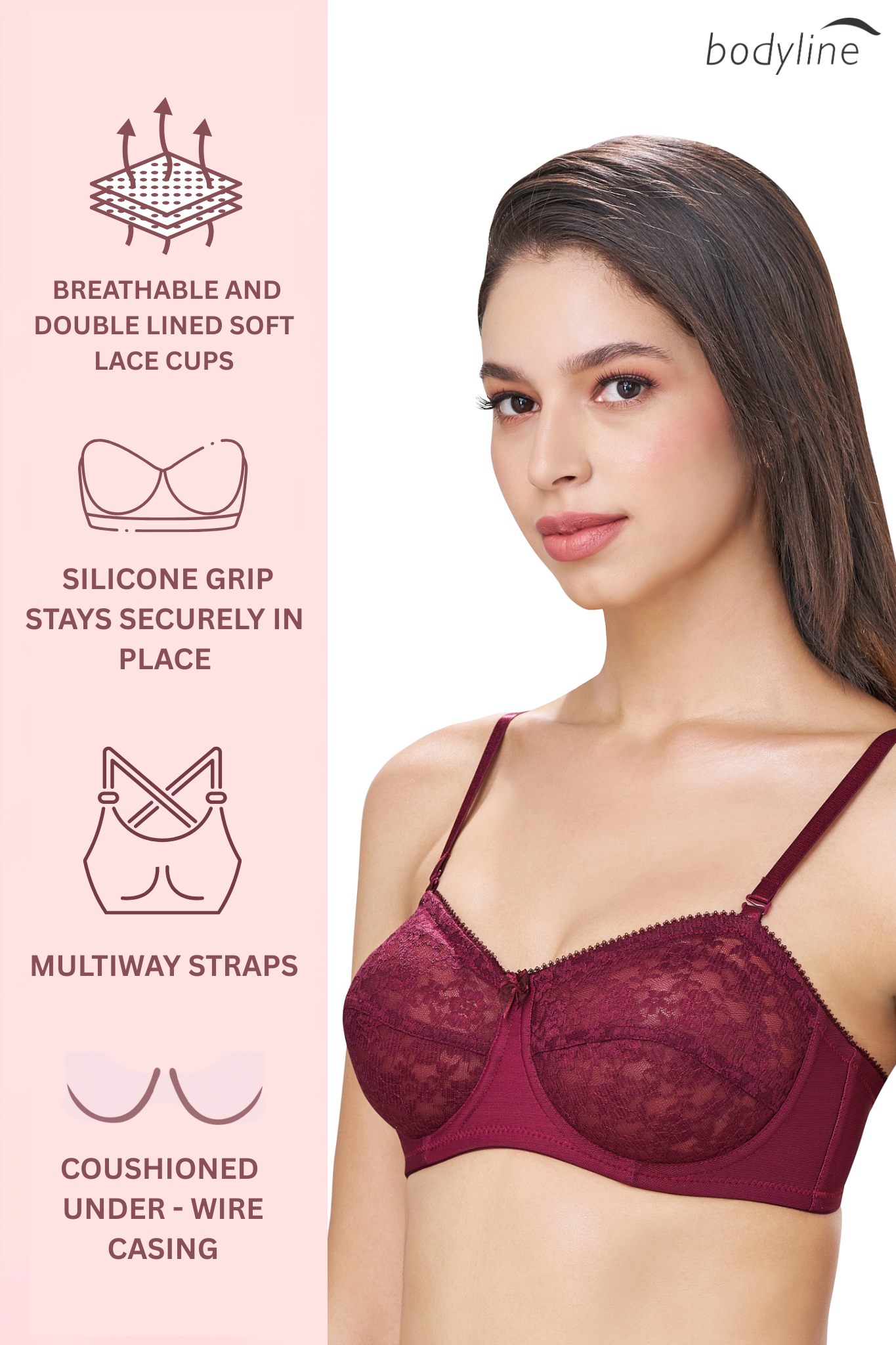 CITRA | Breathable Lace Strapless Bra – Wired, Multiway Straps