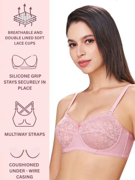 CITRA | Breathable Lace Strapless Bra – Wired, Multiway Straps