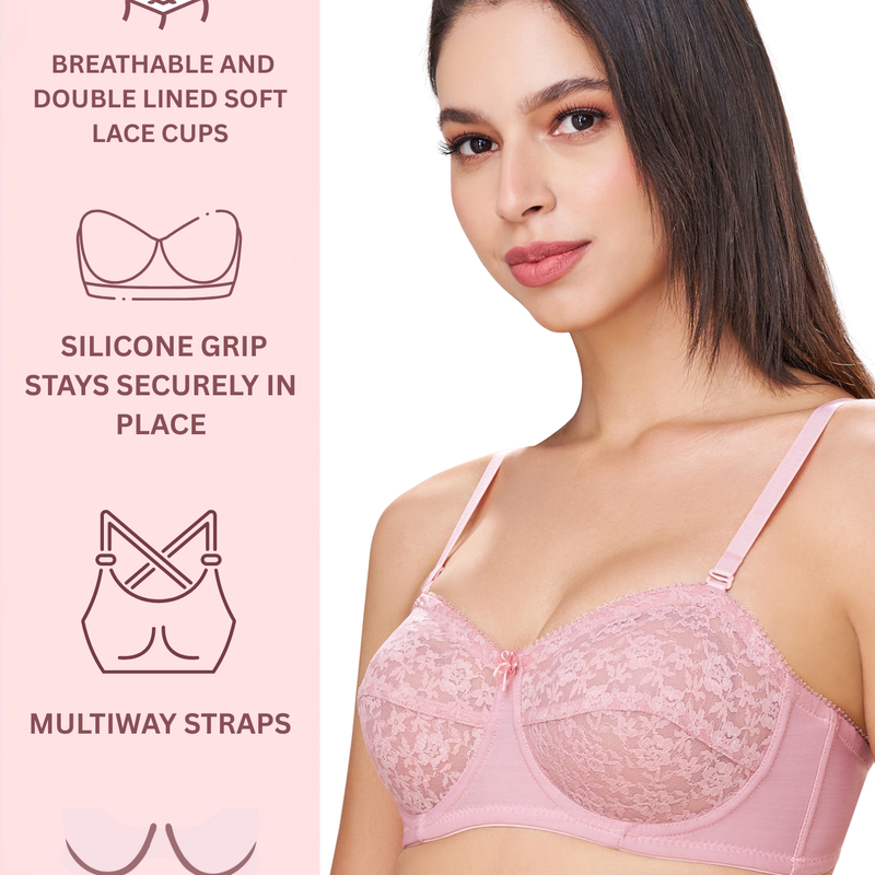 CITRA | Breathable Lace Strapless Bra – Wired, Multiway Straps