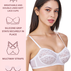 CITRA | Breathable Lace Strapless Bra – Wired, Multiway Straps
