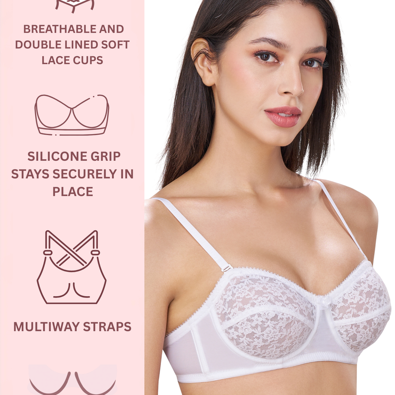 CITRA | Breathable Lace Strapless Bra – Wired, Multiway Straps