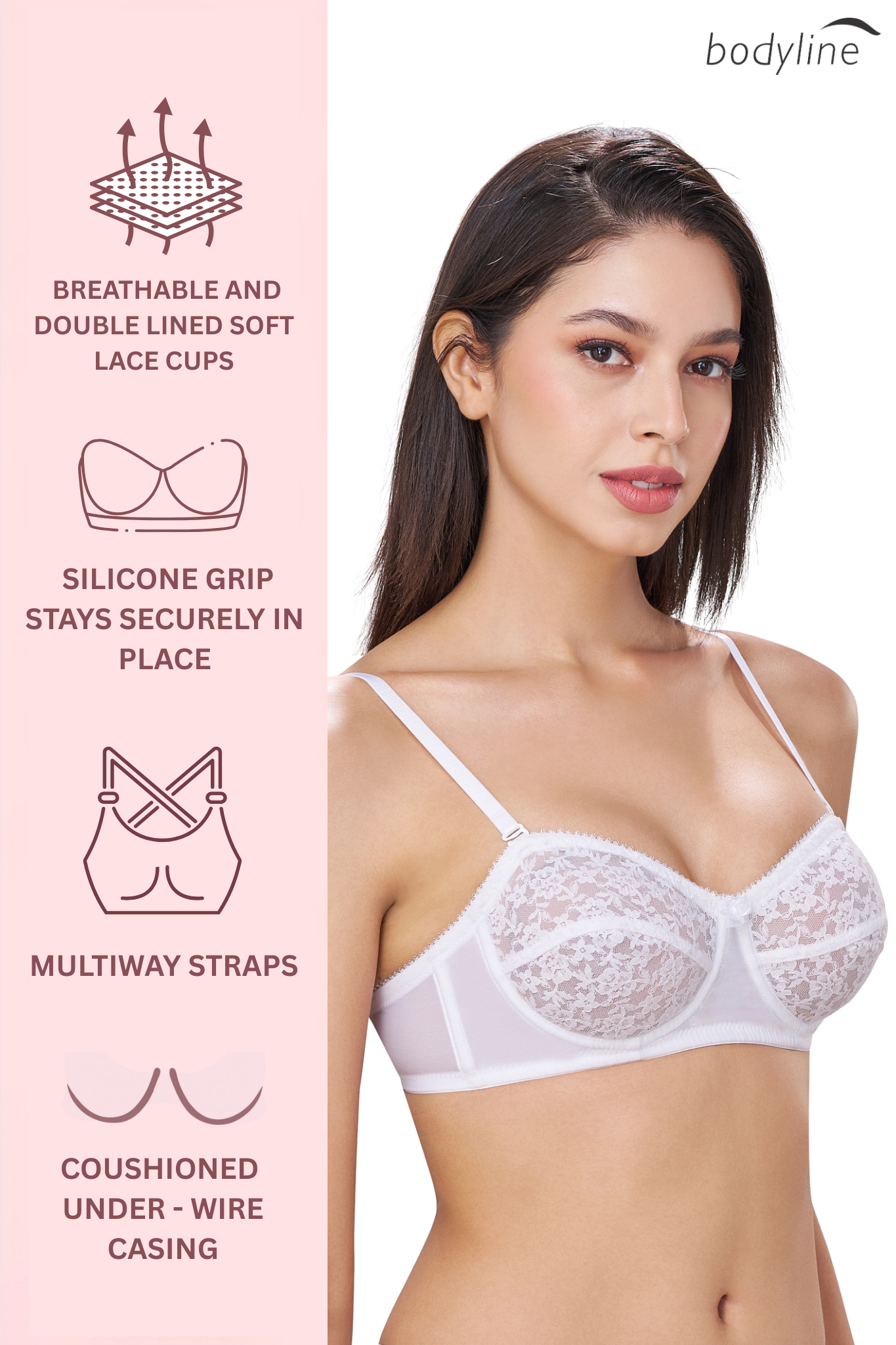 CITRA | Breathable Lace Strapless Bra – Wired, Multiway Straps