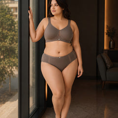 Full Coverage Minimiser Bra with High Waist Brief Set