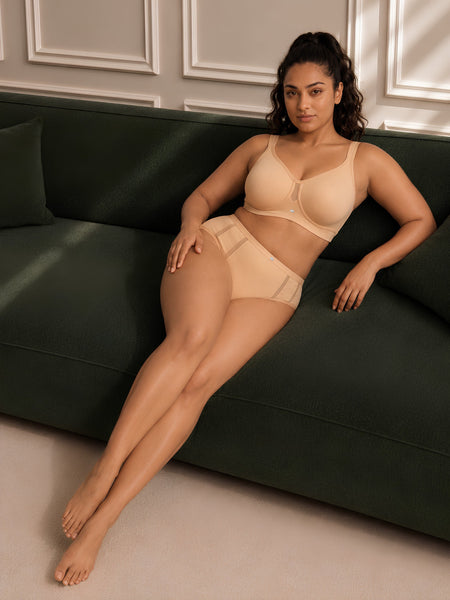 Full Coverage Minimiser Bra with High Waist Brief Set