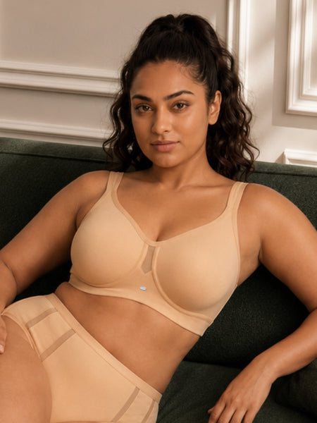 Full Coverage Minimiser Bra with High Waist Brief Set