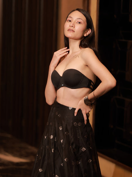 Medium Coverage Padded Underwired Multiway Transparent Back Bra