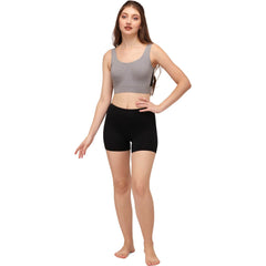 SOIE Woman - Solid Polyamide Spandex Mid Thigh Length Cycling Shorts (PACK of 2) - -for Women