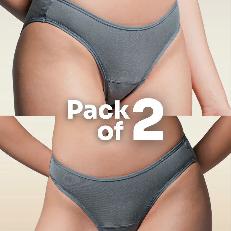 two-panel collage showing Grey Low-waist Underwear with a 