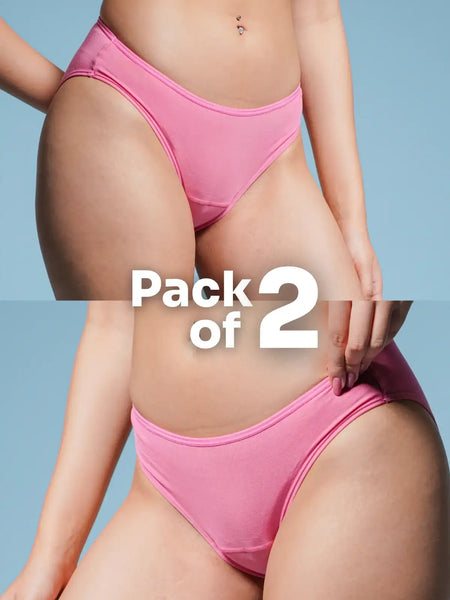 two-panel collage showing pink Low-waist Underwear with a 