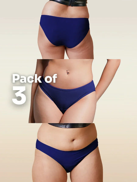 3 Pack - Blue Low-waist Bamboo Underwear