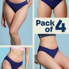 4 Pack - Blue Low-waist Bamboo Underwear