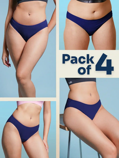 4 Pack - Blue Low-waist Bamboo Underwear