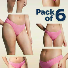 6 Pack - Pink Low-waist Absorbent Underwear