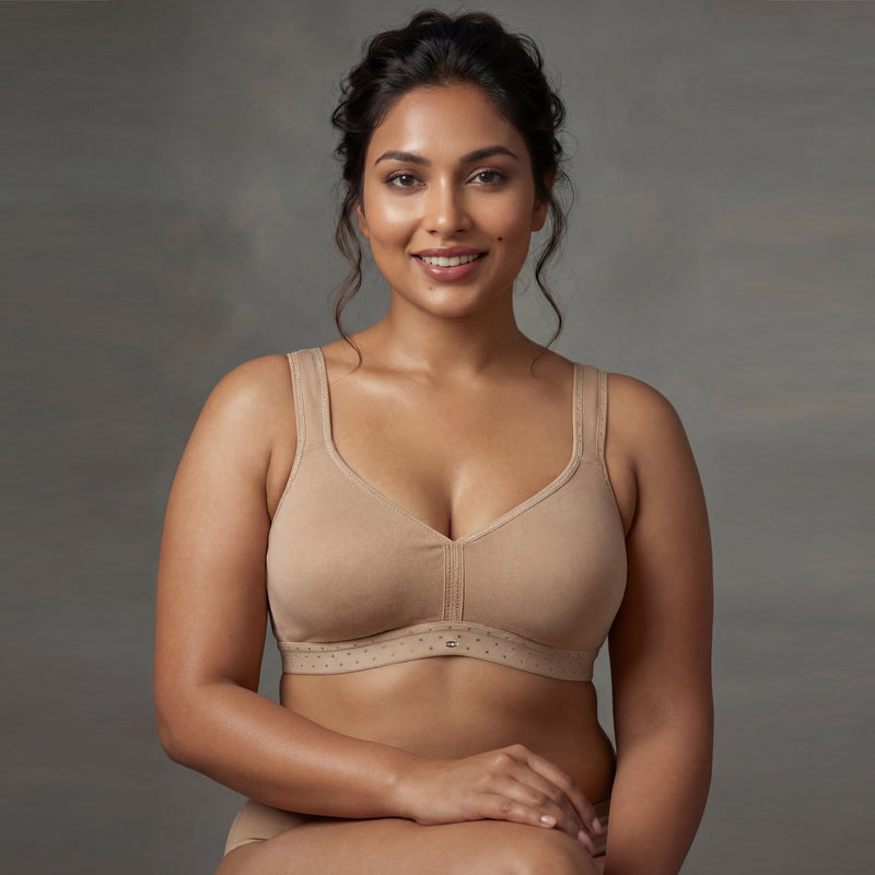Non Padded Non Wired Stretch Cotton Full Coverage T-shirt Bra