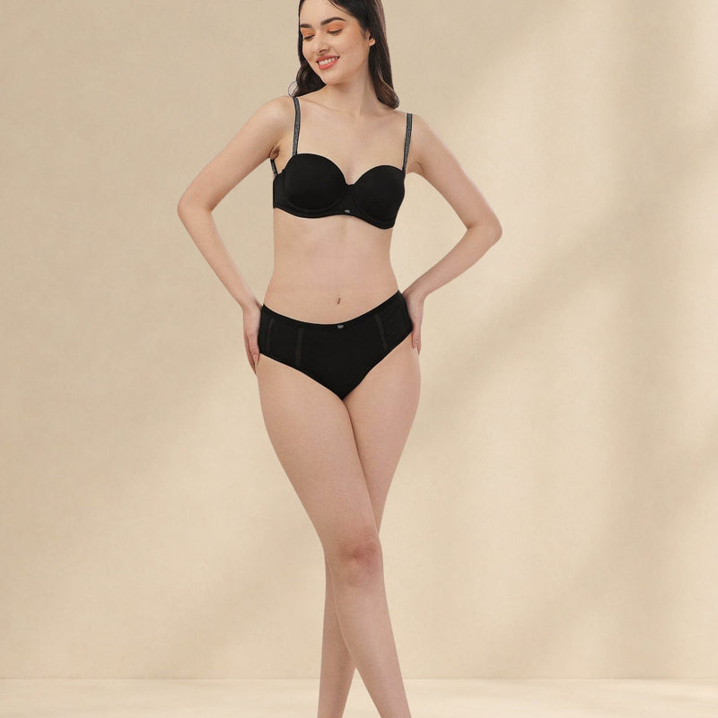 Medium Coverage Padded Underwired Multiway Transparent Back Bra