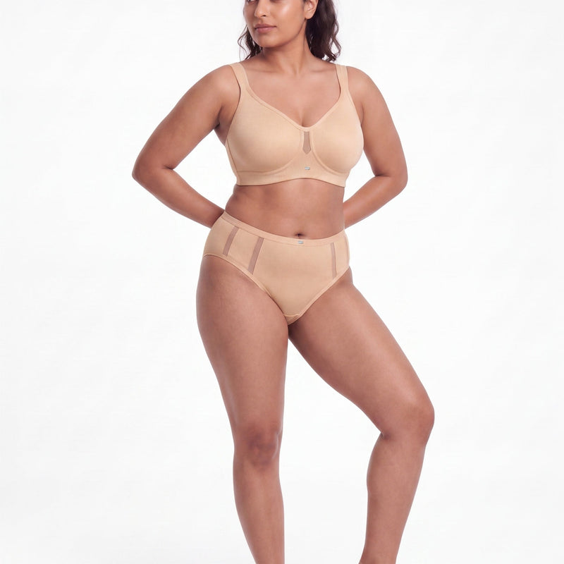 Full Coverage Minimiser Bra with High Waist Brief Set