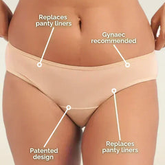Beige women's underwear with text labels on a neutral background
