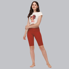 Solid Polyamide Spandex Knee Length Cycling Shorts