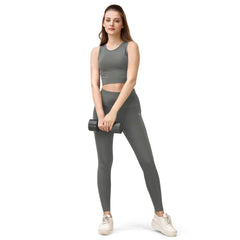 SOIE Woman - High Waist Ankle Length Sports Leggings With Pockets - Sports Leggings -for Women