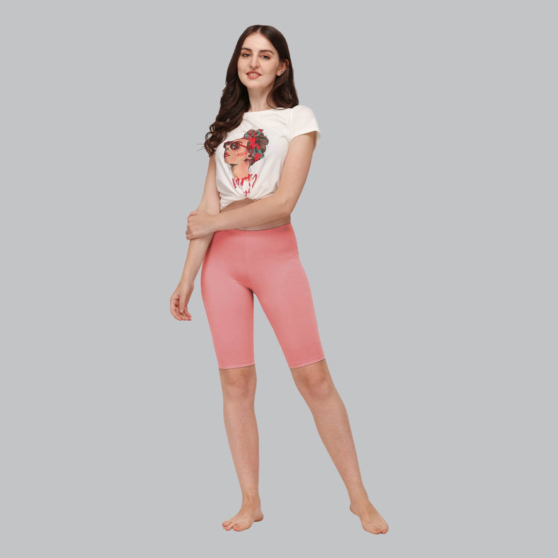 SOIE Woman - Solid Polyamide Spandex Knee Length Cycling Shorts - Cycling Shorts -for Women