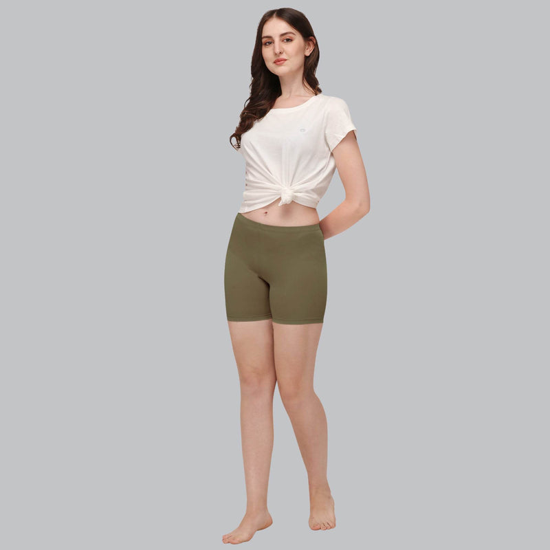 SOIE Woman - Solid Polyamide Spandex Mid Thigh Length Cycling Shorts - Cycling Shorts -for Women
