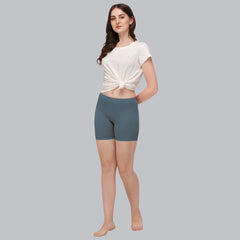 Solid Polyamide Spandex Mid Thigh Length Cycling Shorts