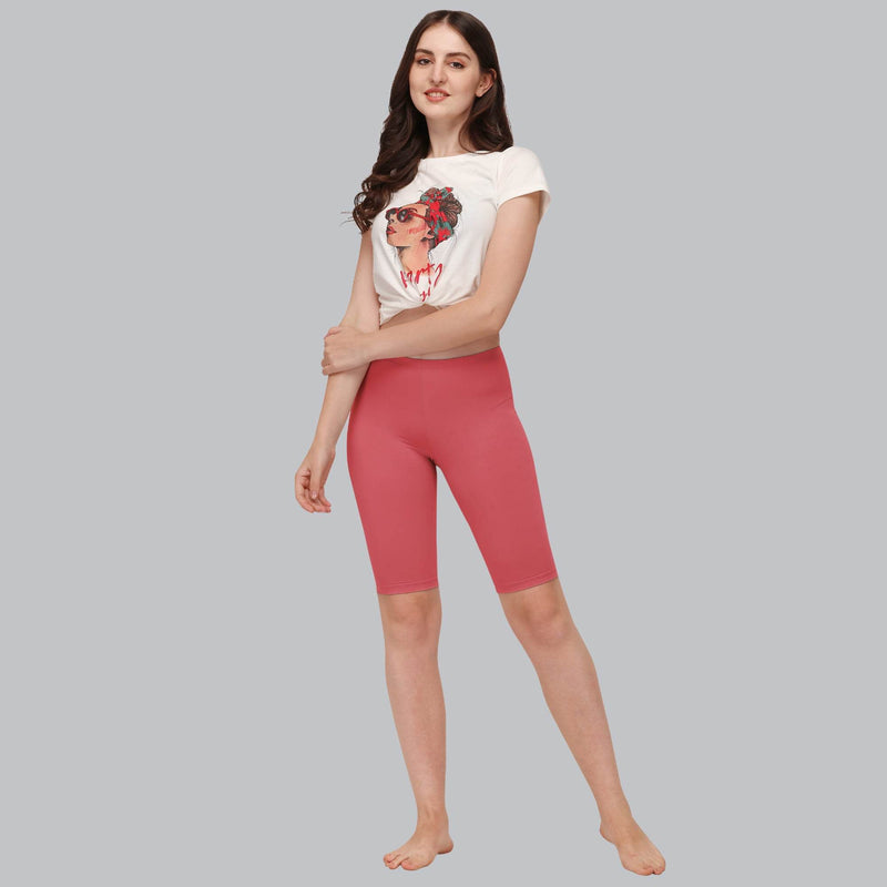 SOIE Woman - Solid Polyamide Spandex Knee Length Cycling Shorts - Cycling Shorts -for Women