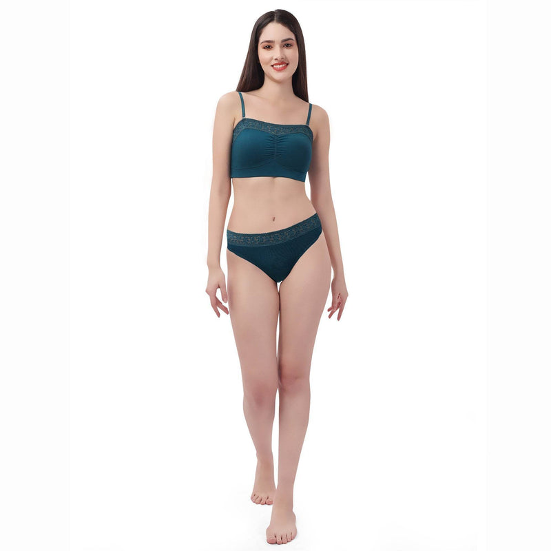 SOIE Woman - Non Wired Micro Modal Stretch Lacy Bandeau Bra with Removable Pads and Detachable Straps - Lacy Bra -for Women