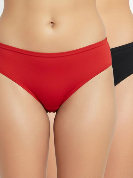 Bamboo Fabric Low Waist Underwear | Red and Black | Pack of 2