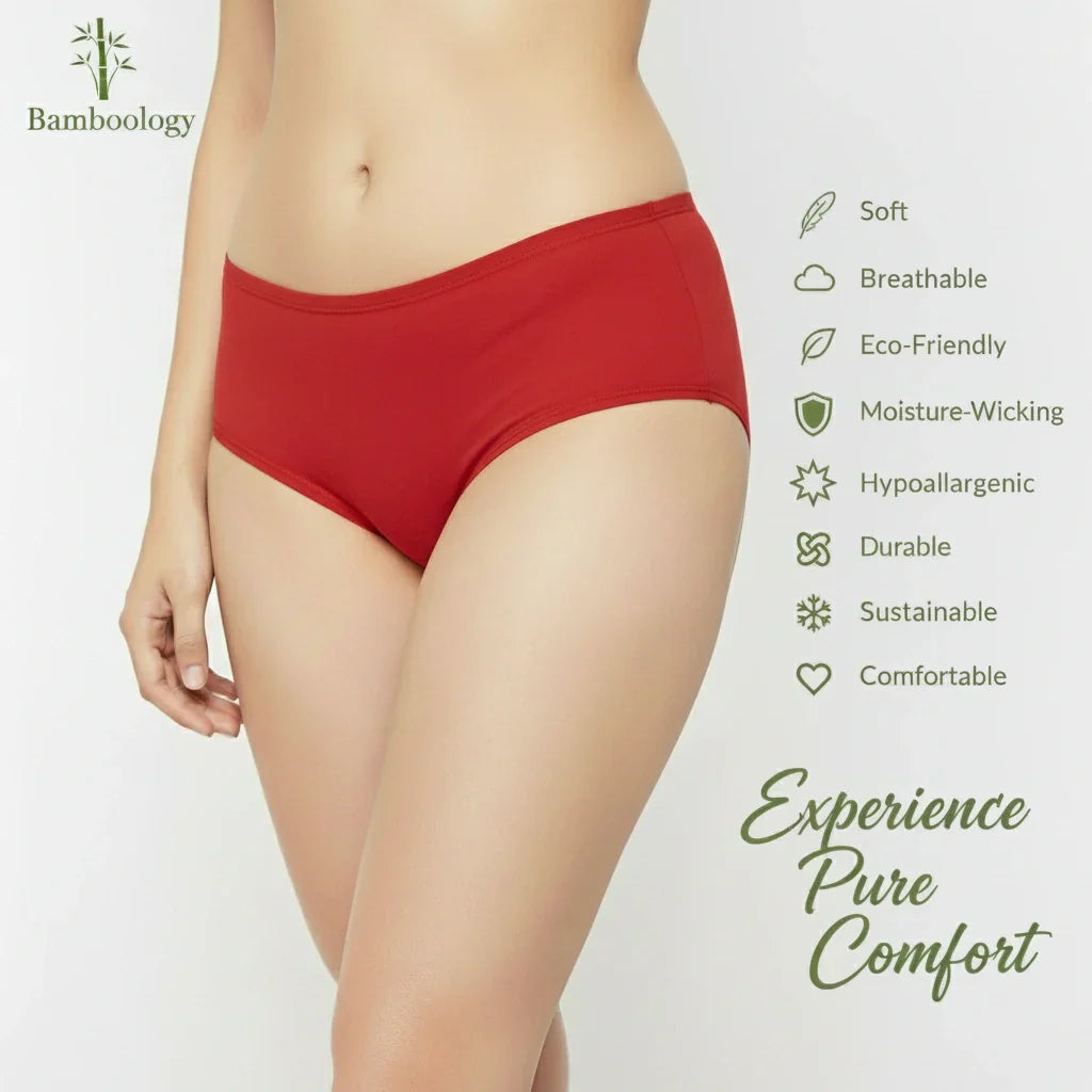 Bamboo Fabric Low Waist Underwear | Red and Black | Pack of 2