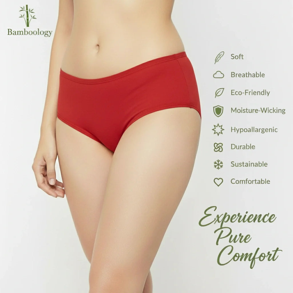 Bamboo Fabric Low Waist Underwear | Red and Black | Pack of 2