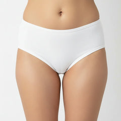 Bamboo Fabric Women's Mid Rise Panty | Peach and White | Pack of 2